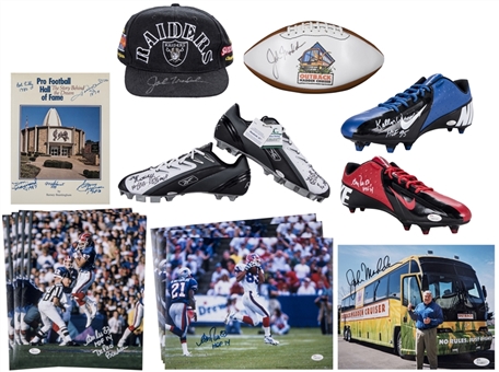 Lot of (15) Hall of Famers Signed Items (Cleats, Photos, Hat, Football, and Multi-Signed Program) (JSA)